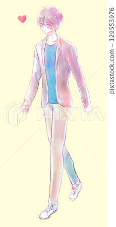 A man walking with a smile Love A man walking with a smile Love 129553976