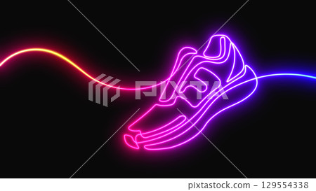 Neon sneakers. Shoes for sports and fitness. Shoe advertising .Vector illustration . 129554338