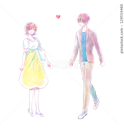 Smiling men and women in love Smiling men and women in love 129554460