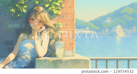 休息的女孩 129554532