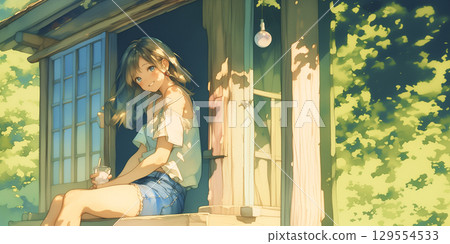 Girl taking a break 129554533