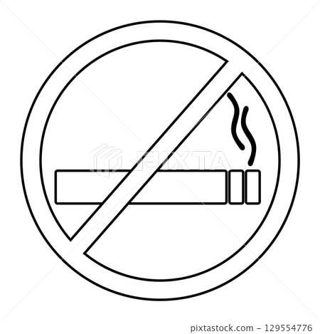 No smoking sign with cigarette icon in red circle No smoking sign with cigarette icon in red circle 129554776