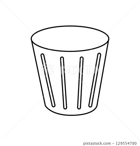 Minimalist wire trash can outline with vertical stripes 129554780