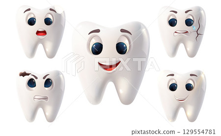 Happy and Expressive Cartoon Teeth Characters Collection Happy and Expressive Cartoon Teeth Characters Collection 129554781