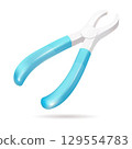 Dentist s forceps for tooth extraction with blue handles on a white background 129554783