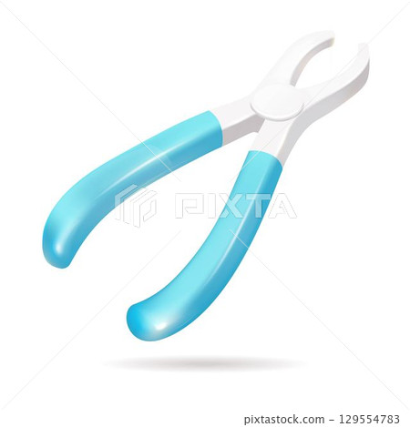 Dentist s forceps for tooth extraction with blue handles on a white background Dentist s forceps for tooth extraction with blue handles on a white background 129554783