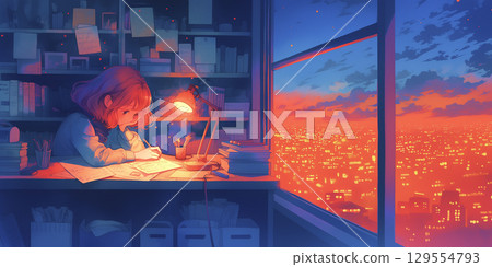 學習為考試的女孩 學習為考試的女孩 129554793