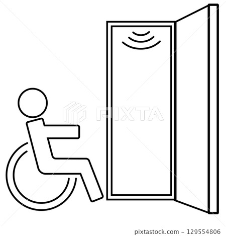 Wheelchair user accessible elevator icon indicating disability access 129554806