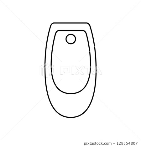 Minimalist urinal icon in black and white outline design 129554807
