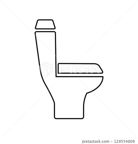 Minimalist outline of a modern toilet on white background Minimalist outline of a modern toilet on white background 129554809