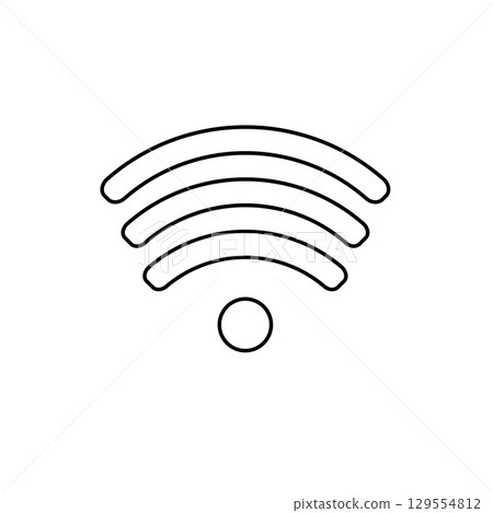 Minimalistic black and white wireless signal icon with dot base Minimalistic black and white wireless signal icon with dot base 129554812