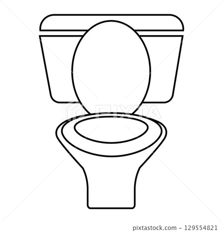 Simple line art of a standard toilet with closed lid Simple line art of a standard toilet with closed lid 129554821
