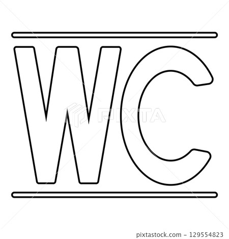 Black and white wc sign symbolizing restroom facilities 129554823