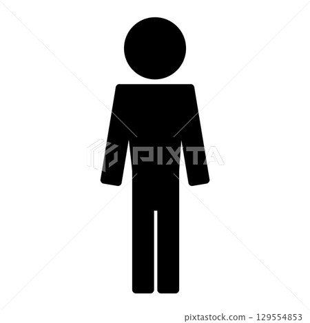 Minimalist black silhouette of male figure on white background 129554853