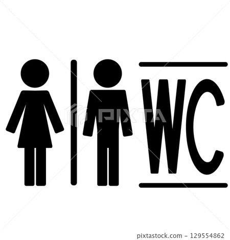 Male and female restroom sign icon on white background with minimalist design Male and female restroom sign icon on white background with minimalist design 129554862