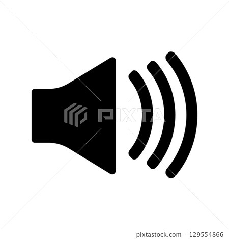 Black audio speaker icon with sound waves on white background 129554866