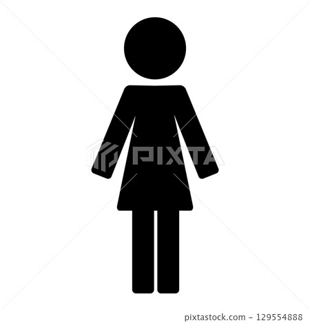 Black female silhouette icon on white background Black female silhouette icon on white background 129554888