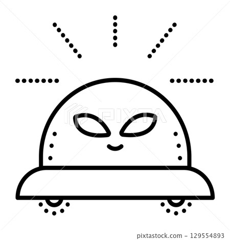 UFO, unknown flying object, alien aircraft, black line vector icon UFO, unknown flying object, alien aircraft, black line vector icon 129554893
