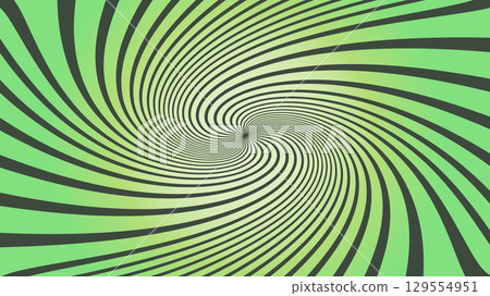 Green twisting hypnotic spiral pattern with optical illusion effect 129554951