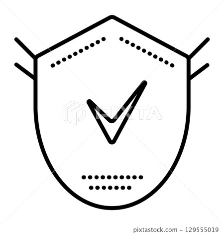 Security shield, black line vector icon, computer and internet safety sign 129555019