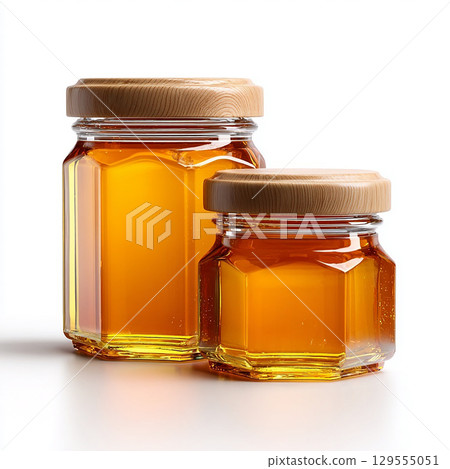 Two beautiful golden honey jars 129555051