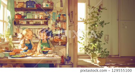 女孩們一邊做菜一邊聊天 129555100