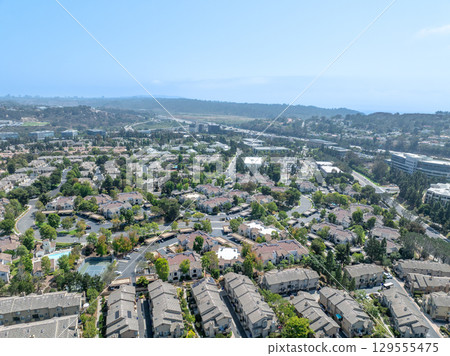 Aerial view of Del Mar Neighborhood, San Diego County 129555475