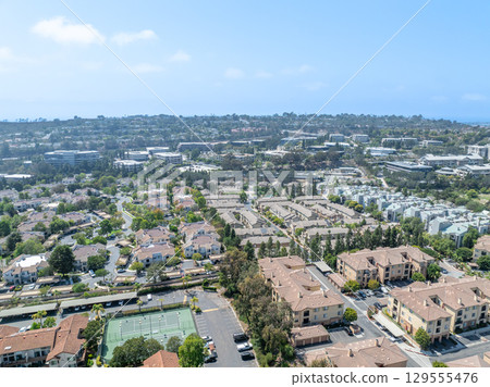 Aerial view of Del Mar Neighborhood, San Diego County 129555476