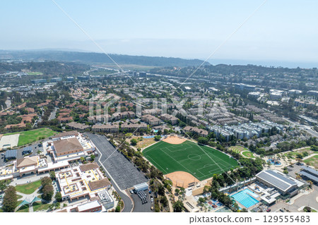Aerial view of Del Mar Neighborhood, San Diego County 129555483