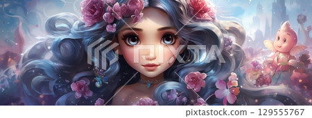 Soft, billowy clouds float against a clear, blue sky, their edges gently lit by sunlight, offering a calm, serene view of nature beauty 129555767