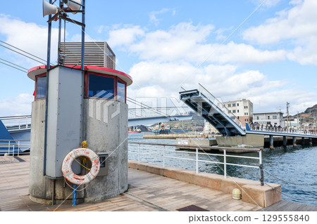 Fukuoka Prefecture, Kitakyushu City, Mojiko Retro, Drawbridge, Blue Wing Moji 129555840