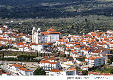 Panorama of Castelo de Vide rooftops seen from an outside viewpoint. Castelo de Vide in Alto Alentejo, Portugal. Panorama of Castelo de Vide rooftops seen from an outside viewpoint. Castelo de Vide in Alto Alentejo, Portugal. 129555872