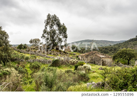 Hiking a walking route at Portalegre, Portugal. Percurso Pedestre de Galegos 129555896