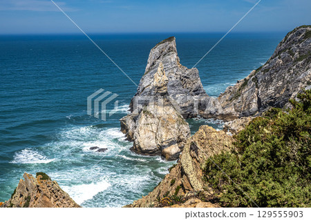 Praia Da Ursa, Ursa Beach near Cabo Da Roca on Atlantic coast, Sintra, Portugal Praia Da Ursa, Ursa Beach near Cabo Da Roca on Atlantic coast, Sintra, Portugal 129555903