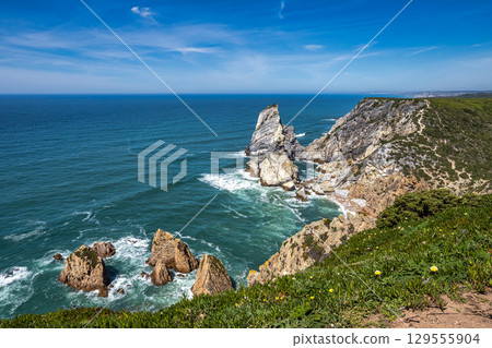 Praia Da Ursa, Ursa Beach near Cabo Da Roca on Atlantic coast, Sintra, Portugal Praia Da Ursa, Ursa Beach near Cabo Da Roca on Atlantic coast, Sintra, Portugal 129555904