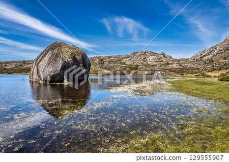 Beautiful lake at top of Penameda hill in national park Peneda Geres in Portugal. 129555907