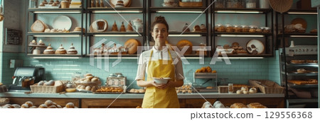 Soft, billowy clouds float against a clear, blue sky, their edges gently lit by sunlight, offering a calm, serene view of nature beauty 129556368