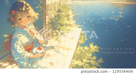 Girl relaxing by the window 129556409