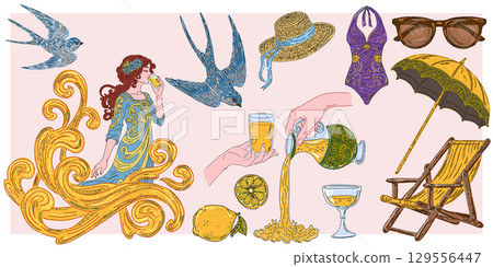 woman in drawn style 129556447