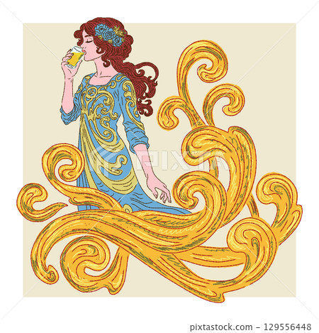 illustration of a beautiful mermaid 129556448