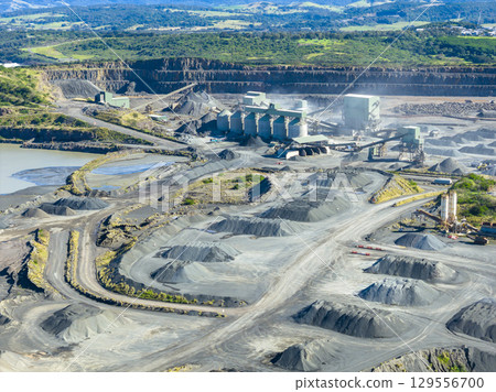 The working yard of a large industrial quarry 129556700
