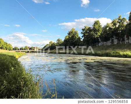 River with a bridge in the background River with a bridge in the background 129556858
