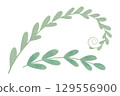 Green branches of the plant are smooth, curved, and have rounded leaves. A set of handmade illustration elements, watercolors, and pastels. For design 129556900