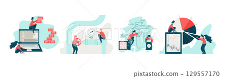 Engineer and Technology with Man and Woman Specialist Invent, Build and Design Vector Set Engineer and Technology with Man and Woman Specialist Invent, Build and Design Vector Set 129557170