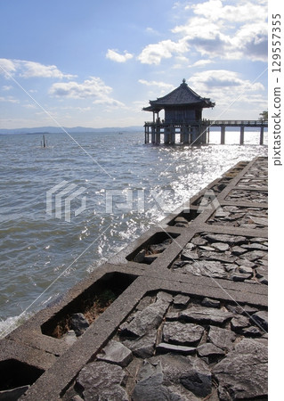 Lake Biwa, Shiga Prefecture: Katata Ukimido and its scenery 129557355