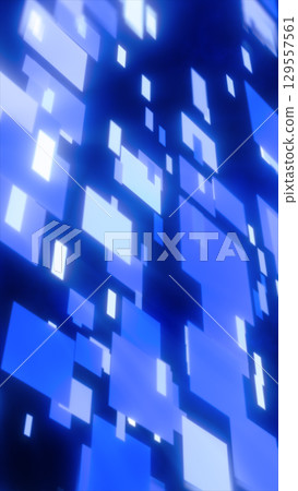 Digital blue squares and rectangles floating in space with glowing light effects and depth Digital blue squares and rectangles floating in space with glowing light effects and depth 129557561