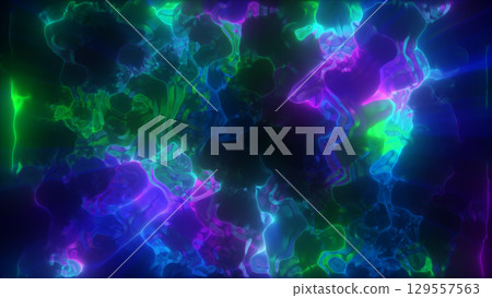 Abstract neon cosmic visual with flowing patterns of blue, purple, and green hues, creating a dreamy sci-fi atmosphere Abstract neon cosmic visual with flowing patterns of blue, purple, and green hues, creating a dreamy sci-fi atmosphere 129557563