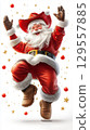 Joyful santa in cowboy attire celebrating christmas with stars and ornaments 129557885