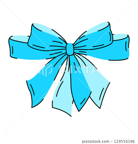 Satin bow illustration. Ribbon with knot for gift card and design. 129558196