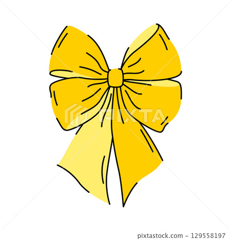Satin bow illustration. Ribbon with knot for gift card and design. Satin bow illustration. Ribbon with knot for gift card and design. 129558197